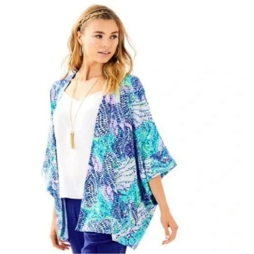 💚💚RARE 💙💙Lilly Pulitzer Bondhi Cardigan Multicolor Patterned Kimono